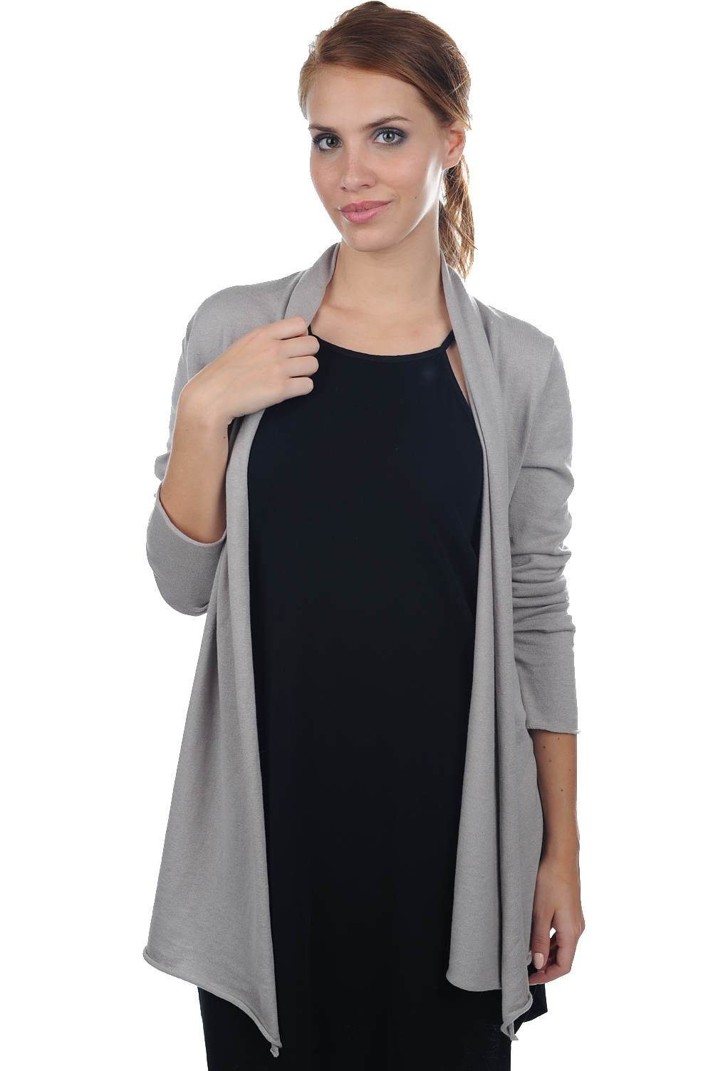 Cashmere & Cotton ladies spring summer collection perlette taupe grey l